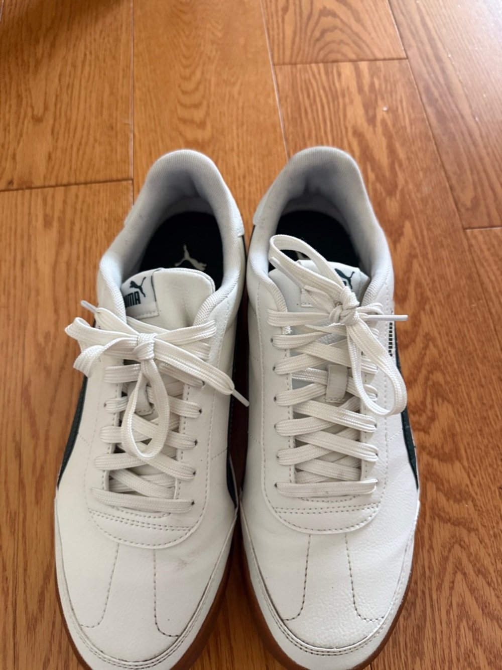Puma Turino II Men’s White Sneakers with Green Side Stripe